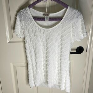White ruffled T Shirt